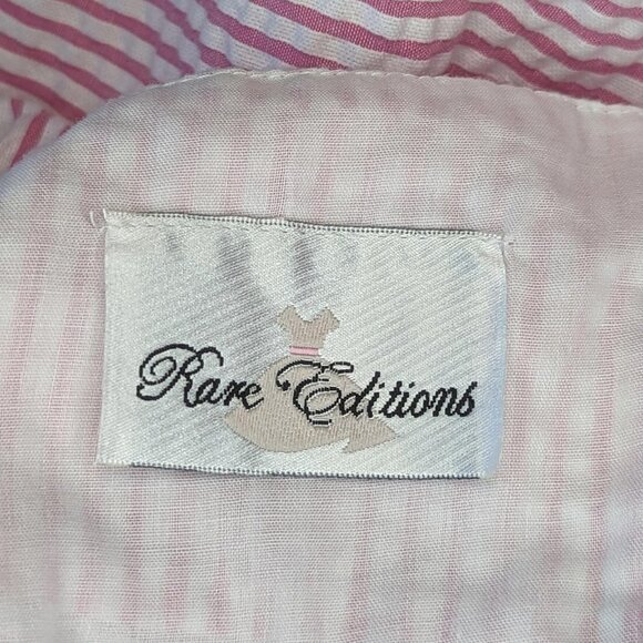 Rare Editions Girls Pink White Seersucker‎ Dress With White Lace Applique - Picture 7 of 10